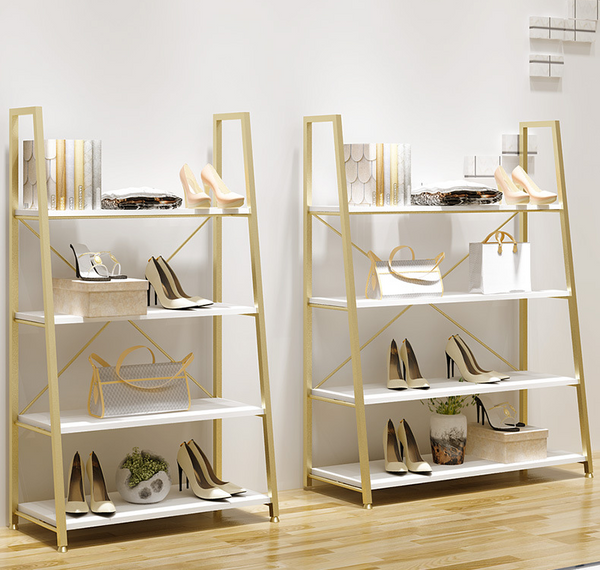 Golden Multilayer Shoes Bags Display Rack