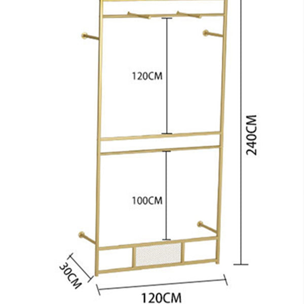 Gold 2 Layer Clothing Rack Display For Clothing Store