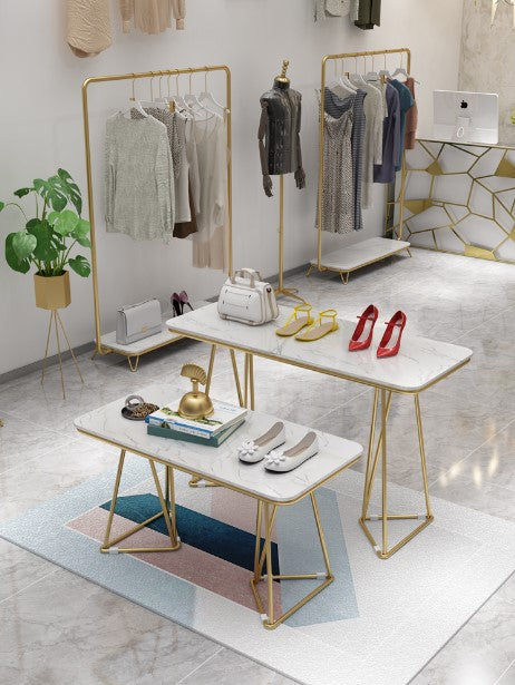 Hot commercial garment clothing display store rack gold