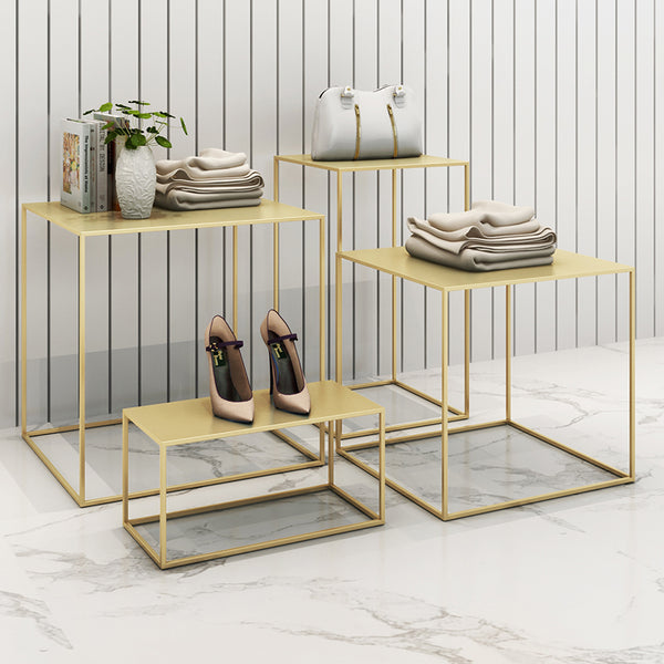 shoes and handbag high and low swing display rack table
