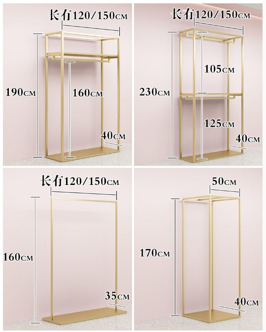 Stainless Steel Gold Clothing Store Display Hanger Racks