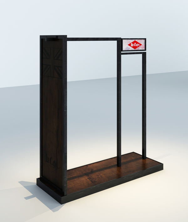 Fashion Wall Mounted Modular Metal Retail Purse Display Rack With LED Bar Light and Cabinet