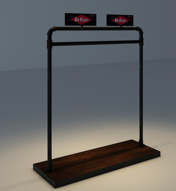 Fashion Wall Mounted Modular Metal Retail Purse Display Rack With LED Bar Light and Cabinet