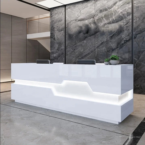 Modern Boutique Store Checkout Counter White Reception Desk For Sale