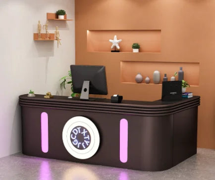 Modern Beauty Salon Furniture L Corner Curved Reception Desk Bar Front Counter