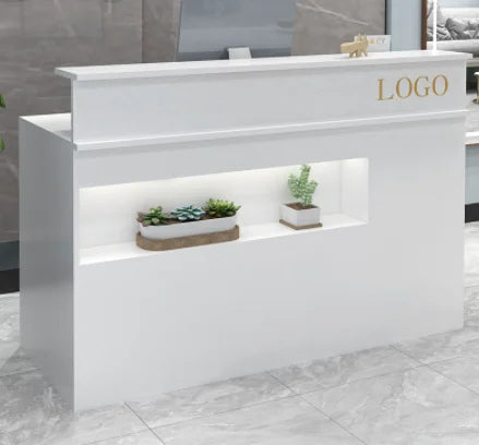 Custom Logo Modern Small Reception Desk Beauty Salon Front Desk Counter
