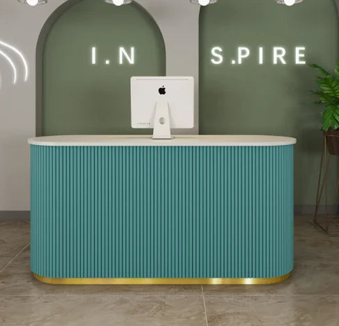 Custom Commercial Furniture Wooden Beauty Salon Front Reception Desk