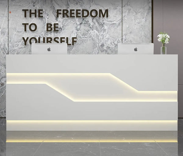 Modern Boutique Store Checkout Counter White Reception Desk For Sale