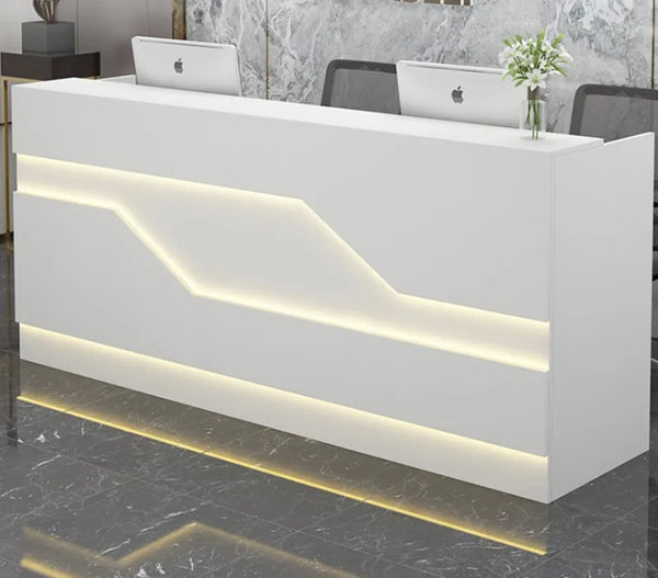 Modern Boutique Store Checkout Counter White Reception Desk For Sale