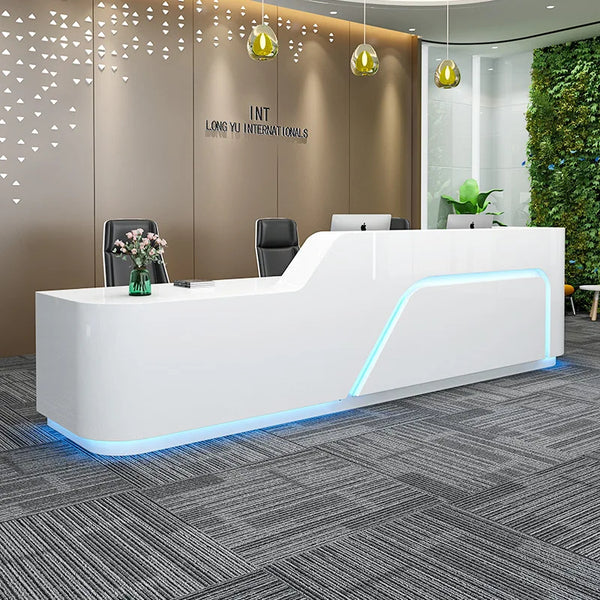 Modern Design Office Furniture White I Shaped Reception Desk Beauty Salon Front Counter