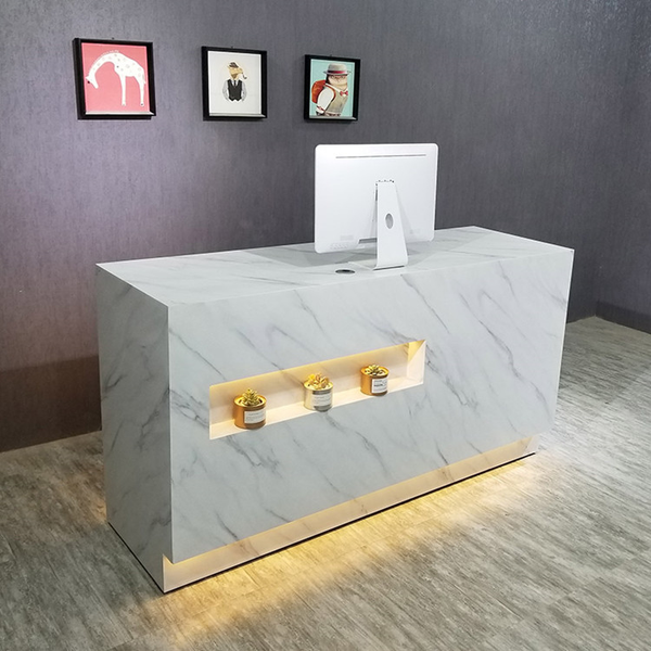 Modern Office Furniture Front Counter Salon Reception Desk with LED Lights