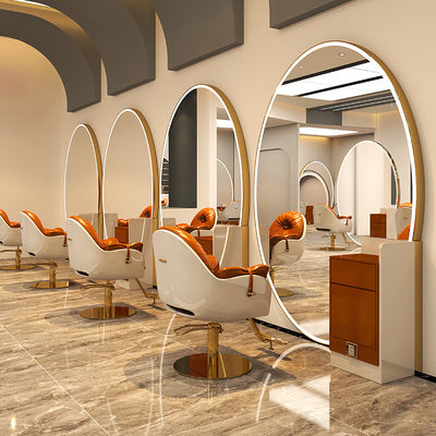 Salon Round Led Hairdressing Mirror Station