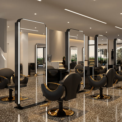 Salon Round Led Hairdressing Mirror Station