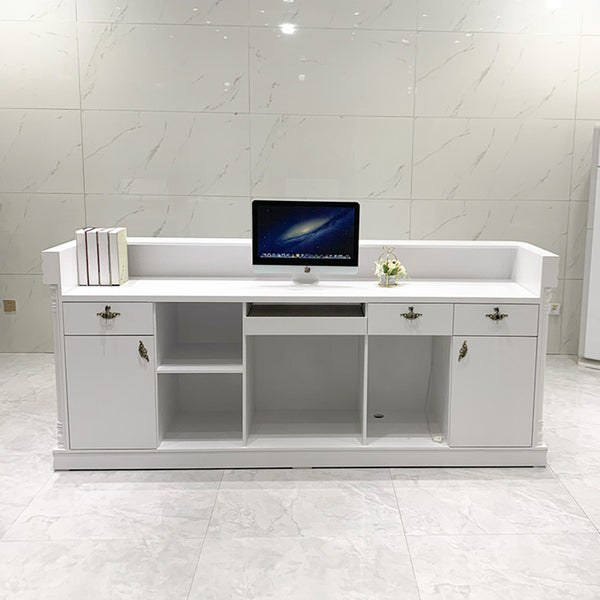 Customized Modern Office Furniture White Reception Front Desk with LED Lights