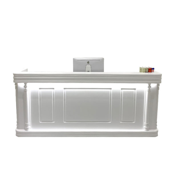 Customized Modern Office Furniture White Reception Front Desk with LED Lights