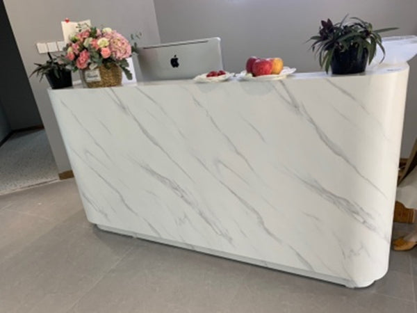 Modern White Office Reception Counter Lobby Retail Shop Clinic Reception Desk with LED Lights