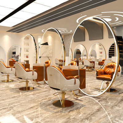 Salon Round Led Hairdressing Mirror Station