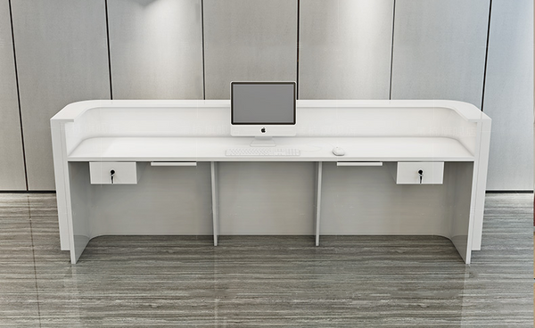 Modern White Office Reception Counter Lobby Retail Shop Clinic Reception Desk with LED Lights