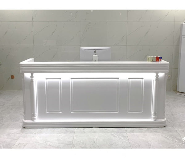 Customized Modern Office Furniture White Reception Front Desk with LED Lights