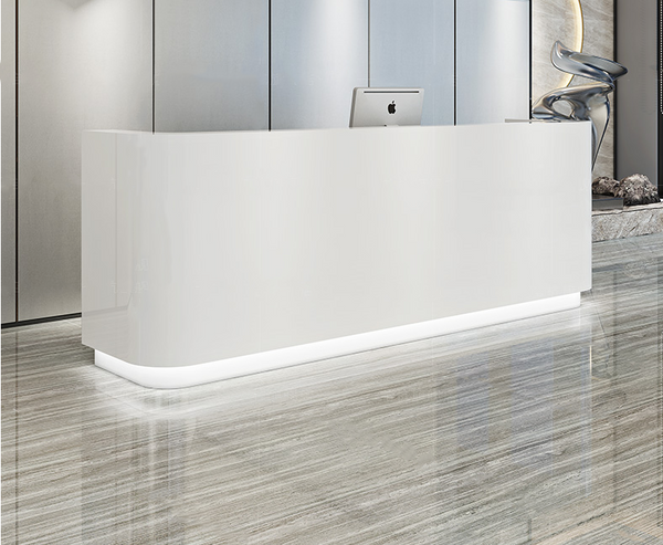 Modern White Office Reception Counter Lobby Retail Shop Clinic Reception Desk with LED Lights