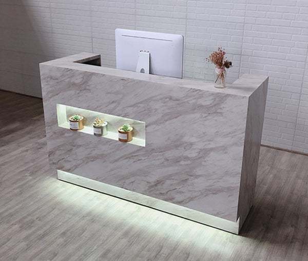 Modern Office Furniture Front Counter Salon Reception Desk with LED Lights
