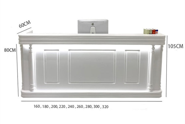 Customized Modern Office Furniture White Reception Front Desk with LED Lights
