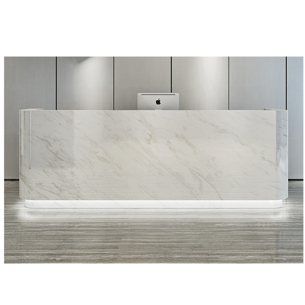 Modern White Office Reception Counter Lobby Retail Shop Clinic Reception Desk with LED Lights