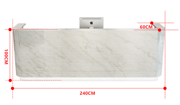 Modern White Office Reception Counter Lobby Retail Shop Clinic Reception Desk with LED Lights